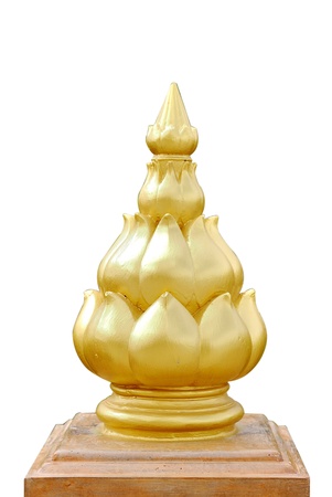 golden lotus flower on base,isolatedの写真素材