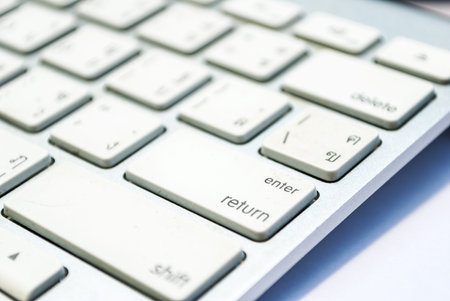 closeup of computer - Keyboard of a notebook computer  White and black - Computer keyboard 