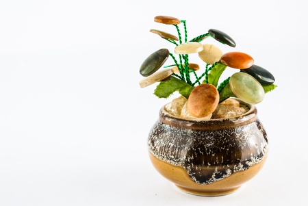 Handmade jewelry tree isolated on a white background - Abstract tree  Handmade tree from jewelry stones made from glassの写真素材