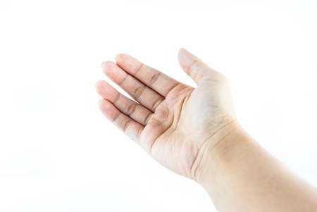 hand on the isolated background - hand holding  の写真素材