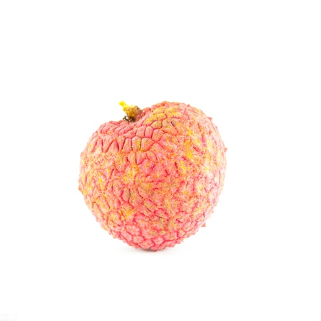 Fresh lychee isolated on white - Lychee with leaves on a white backgroundの写真素材
