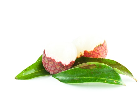 Fresh lychee isolated on whiteの写真素材