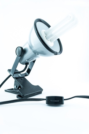 modern chome or silver lamp - desk lamp on white background - An office desk lamp - Nice modern desk lamp isolated on white backgroundの写真素材