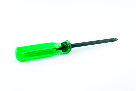A green screw driver isolated on white backgroundの写真素材