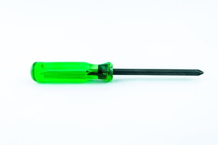 A green screw driver isolated on white backgroundの写真素材