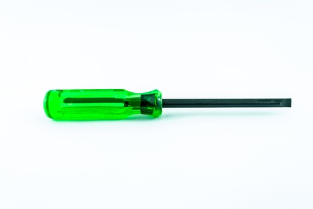 A green screw driver isolated on white backgroundの写真素材