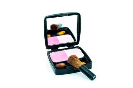 makeup brush and cosmetics, on a white background isolated - decorative cosmetics for makeupの写真素材