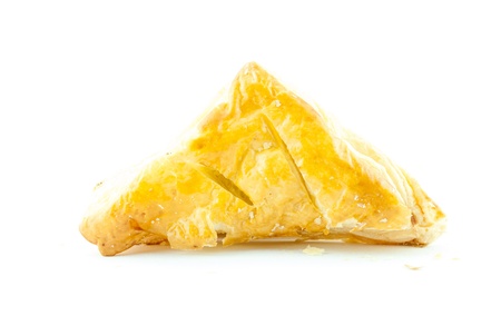Triangular hot sandwich or pie isolated on white backgroundの写真素材