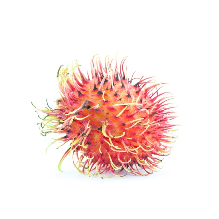 Rambutan is a fruit with sweet red shell - Fresh rambutan sweet delicious fruit - Rambutan fruit isolated on white backgroundの写真素材