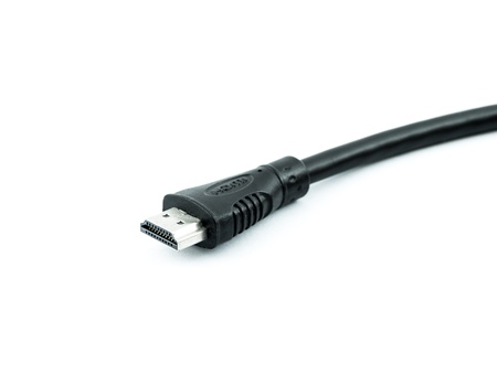 close shot of HDMI cable isolated on a white backgroundの写真素材