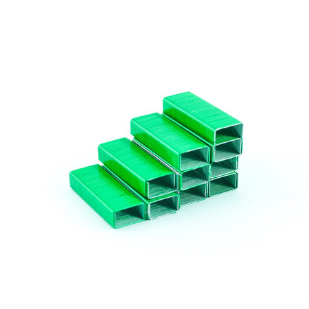 Arrangement of staples isolated on white backgroundの写真素材