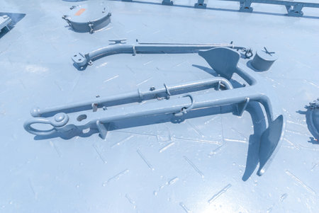blue anchor in navy shipの写真素材