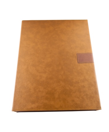 brown leather box for anythings isolated on white backgroundの写真素材