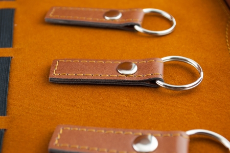 Brown leather key-chainの写真素材