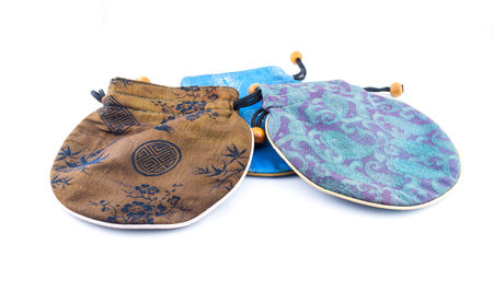 Chinese wallet or purse isolated on white backgroundの写真素材