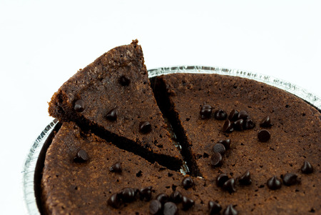 chocolate cake and chip isolated on a white backgroundの写真素材