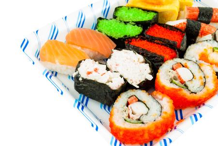 sushi set isolated on white background - Japanese Cuisineの写真素材