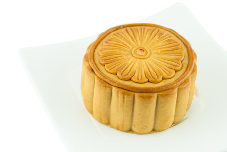 Mid-Autumn Festival of Chinese moon cake on dishの写真素材