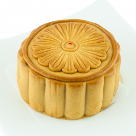 Mid-Autumn Festival of Chinese moon cake on dishの写真素材