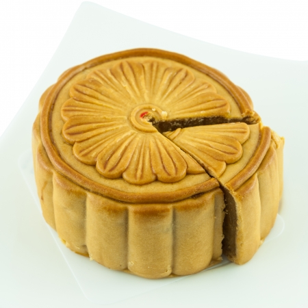 Mid-Autumn Festival of Chinese moon cake on dishの写真素材