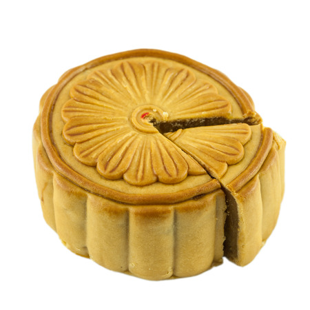 Chinese Moon cake isolated on white backgroundの写真素材