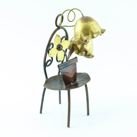 Creative and decorative chair with plants isolated on whiteの写真素材