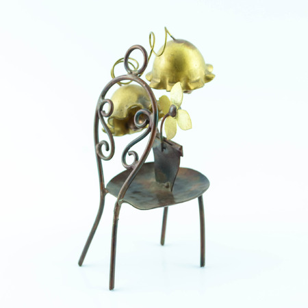 Creative and decorative chair with plants isolated on whiteの写真素材
