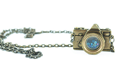 Decorative of small photo camera isolated on whiteの写真素材