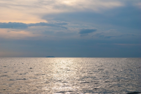 Beautiful sky and ocean in the evening time.の写真素材