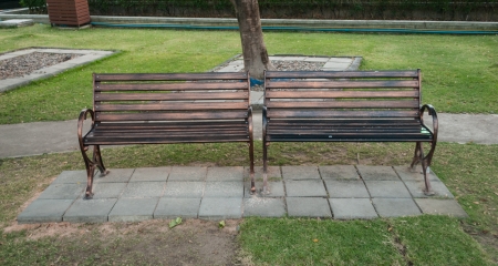 Stylish empty bench in the parkの写真素材