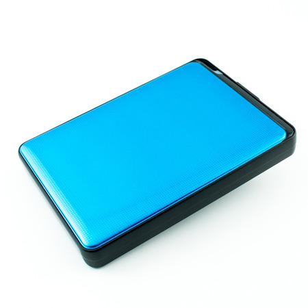 Portable External Hard Drive Disk isolated on whiteの写真素材
