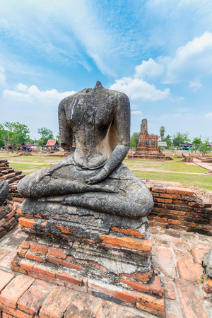 Broken Buddha statue at Ayuttaya, Thailandの写真素材