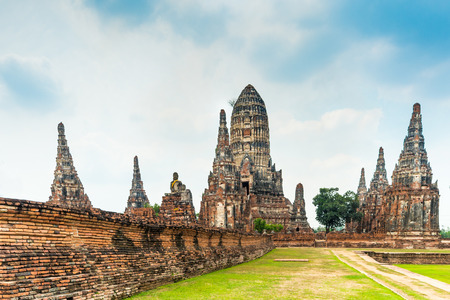 Ruins of ancient Chaiwattanaram temple in Ayuttaya, Thailandの写真素材
