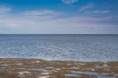Tropical brackish seascape. Sky, sand and sea.の写真素材