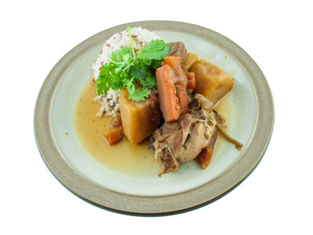 Rice chicken stew curry with sauce の写真素材