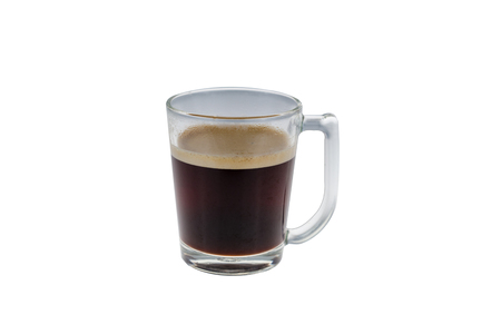 Glassy cup of coffee isolated on white backgroundの写真素材