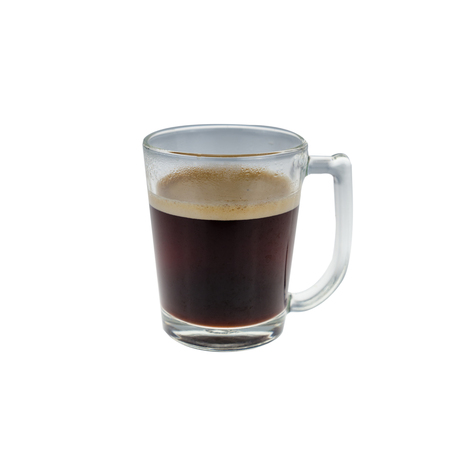 Glassy cup of coffee isolated on white backgroundの写真素材