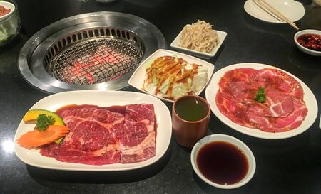 Raw fresh meats prepare to grillの写真素材