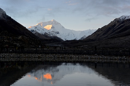 The Mount Qomolangma landscape view during gloomy skyの写真素材