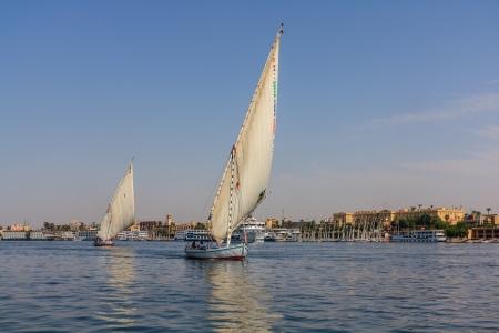 Sailing boat sailing on the riverのeditorial素材