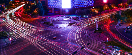 Crowds and traffic at work in the eveningのeditorial素材