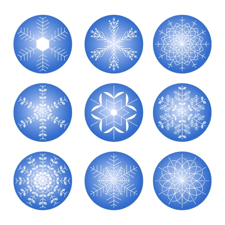 Set of different shining snowflakes icon on a white background. Vector illustration. Eps 10.のイラスト素材
