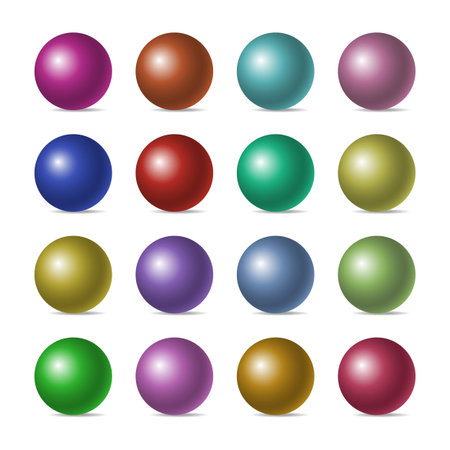 Set of color realistic three-dimensional spheres isolated on white background. Vector illustration. Eps 10.のイラスト素材