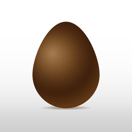 Vector brown sweet chocolate egg on white background with soft shadow. Three-dimensional illustration. Eps 10.のイラスト素材