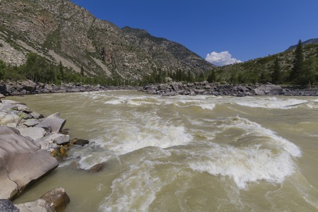 Rapid current of the Chuya Riveの写真素材