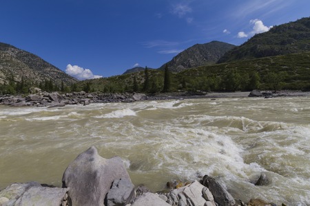 Rapid current of the Chuya Riveの写真素材