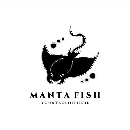 manta fish vintage logo vector illustration designのイラスト素材