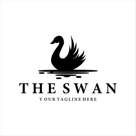 swan vintage logo vector illustration designのイラスト素材