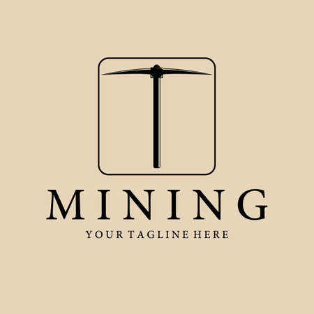 pickax or pickaxe mining vector vintage illustration template design. mining equipment traditional vintage . mining equipment design for professional minerのイラスト素材