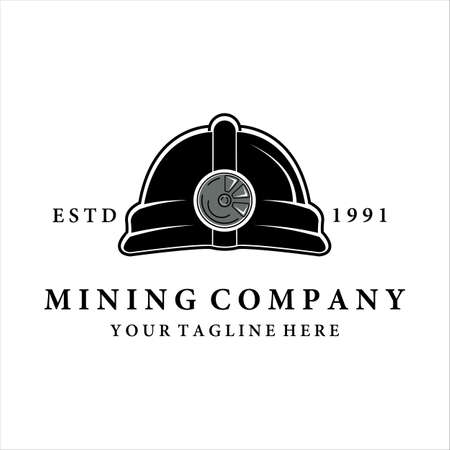 mining helmet vector vintage illustration design. mining equipment for professional miner. mining template vector for companyのイラスト素材